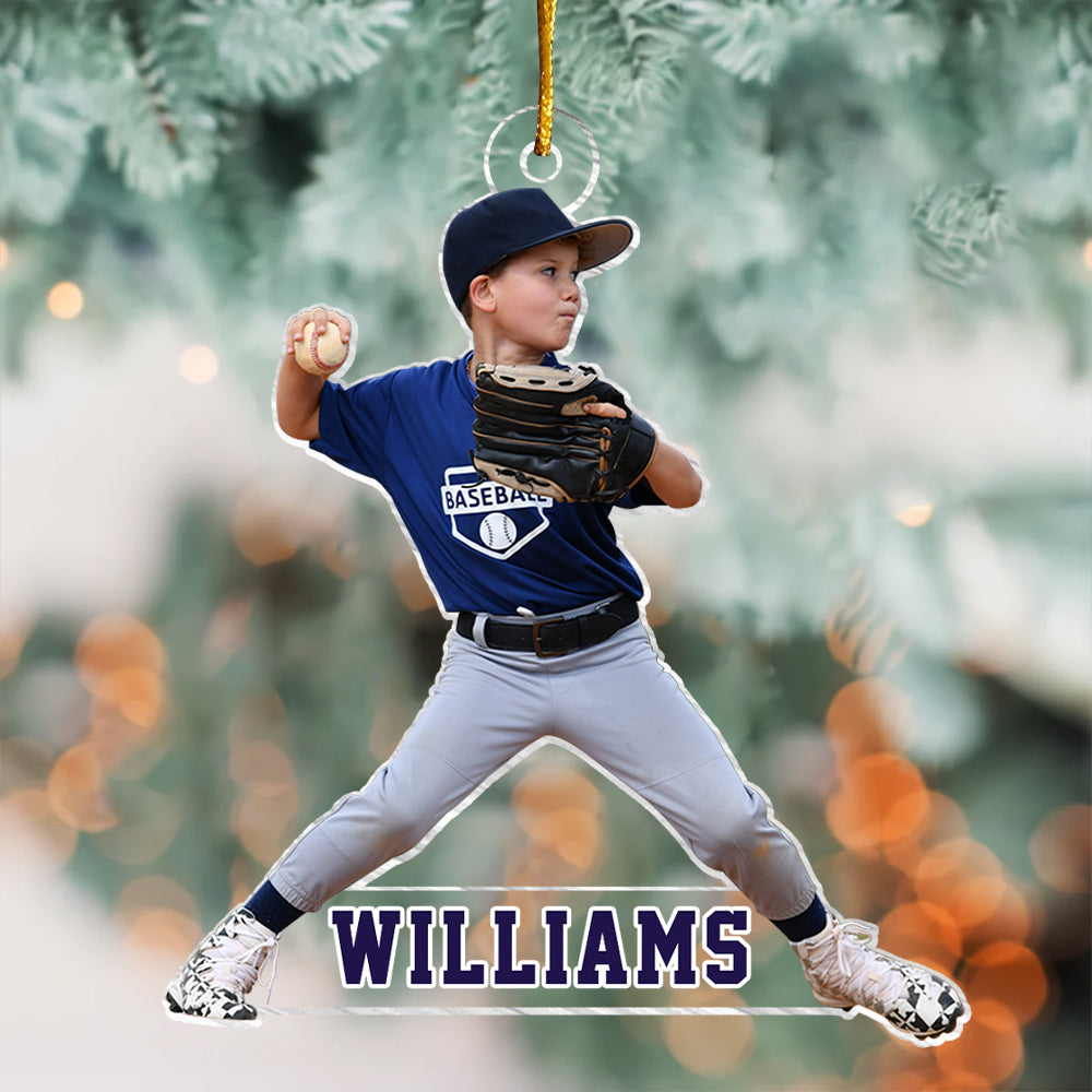 Personalized Photo Baseball Ornament - Gift For Baseball Lover - Custom Photo Baseball Kid Players