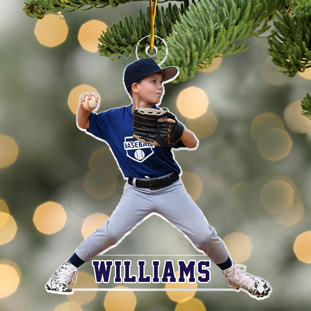 Personalized Photo Baseball Ornament - Gift For Baseball Lover - Custom Photo Baseball Kid Players