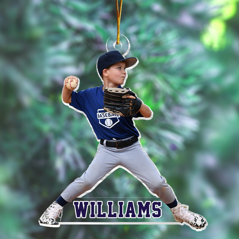 Personalized Photo Baseball Ornament - Gift For Baseball Lover - Custom Photo Baseball Kid Players