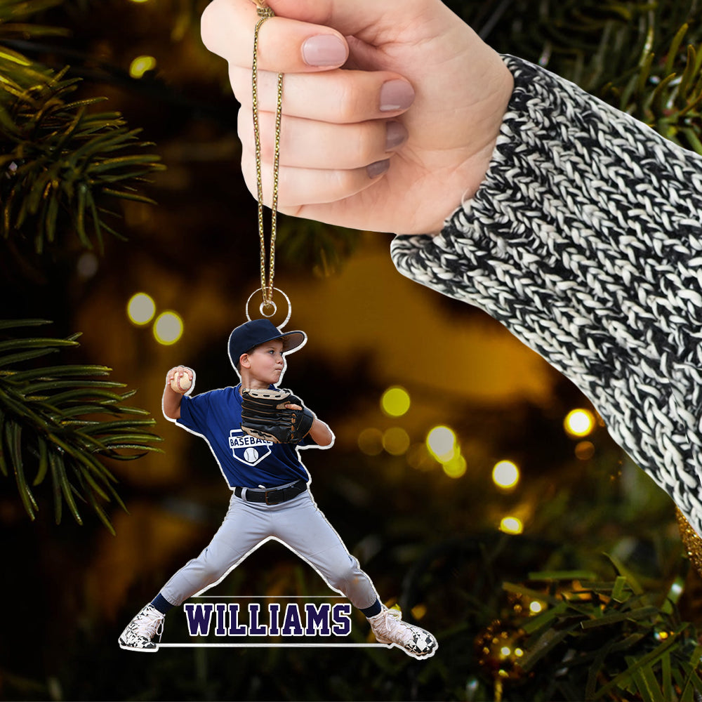 Personalized Photo Baseball Ornament - Gift For Baseball Lover - Custom Photo Baseball Kid Players