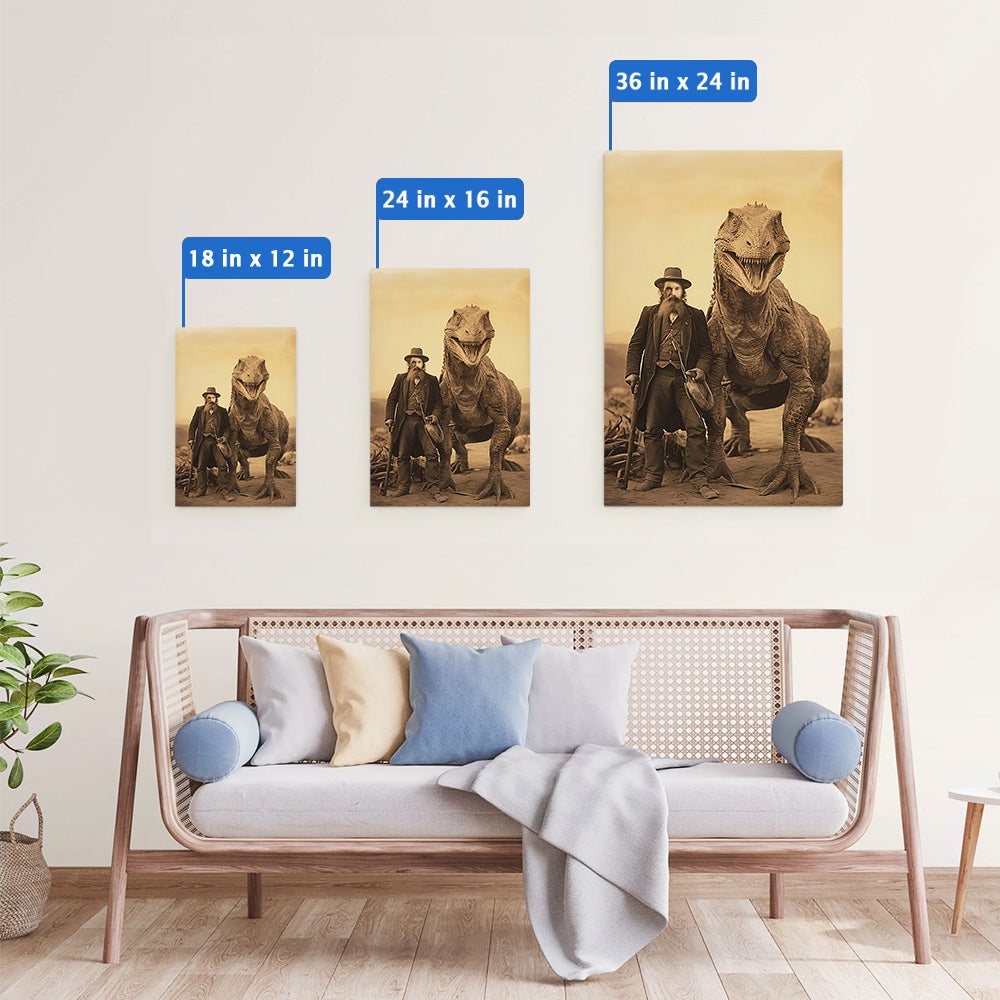 Personalized Vintage Dinosaur Portrait – Custom Face Poster Canvas
