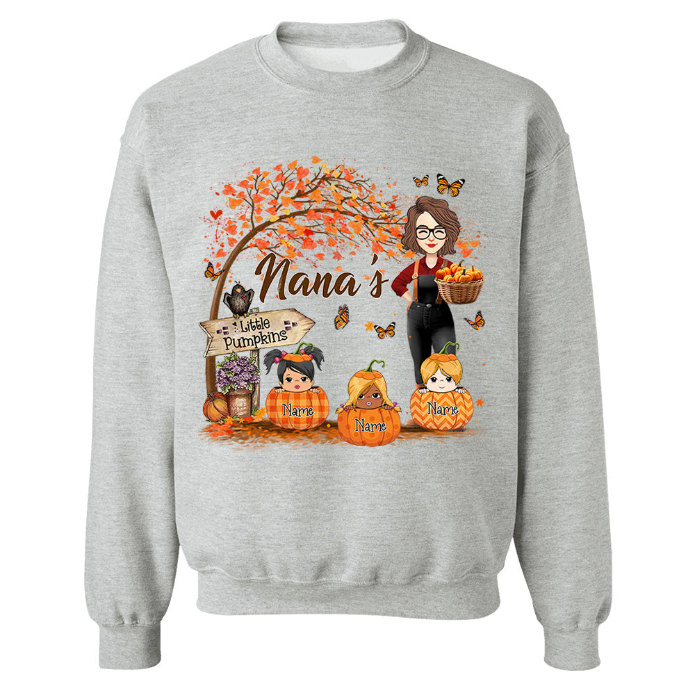 Personalized Grandma's Little Pumpkin Autumn Shirt New Nh00