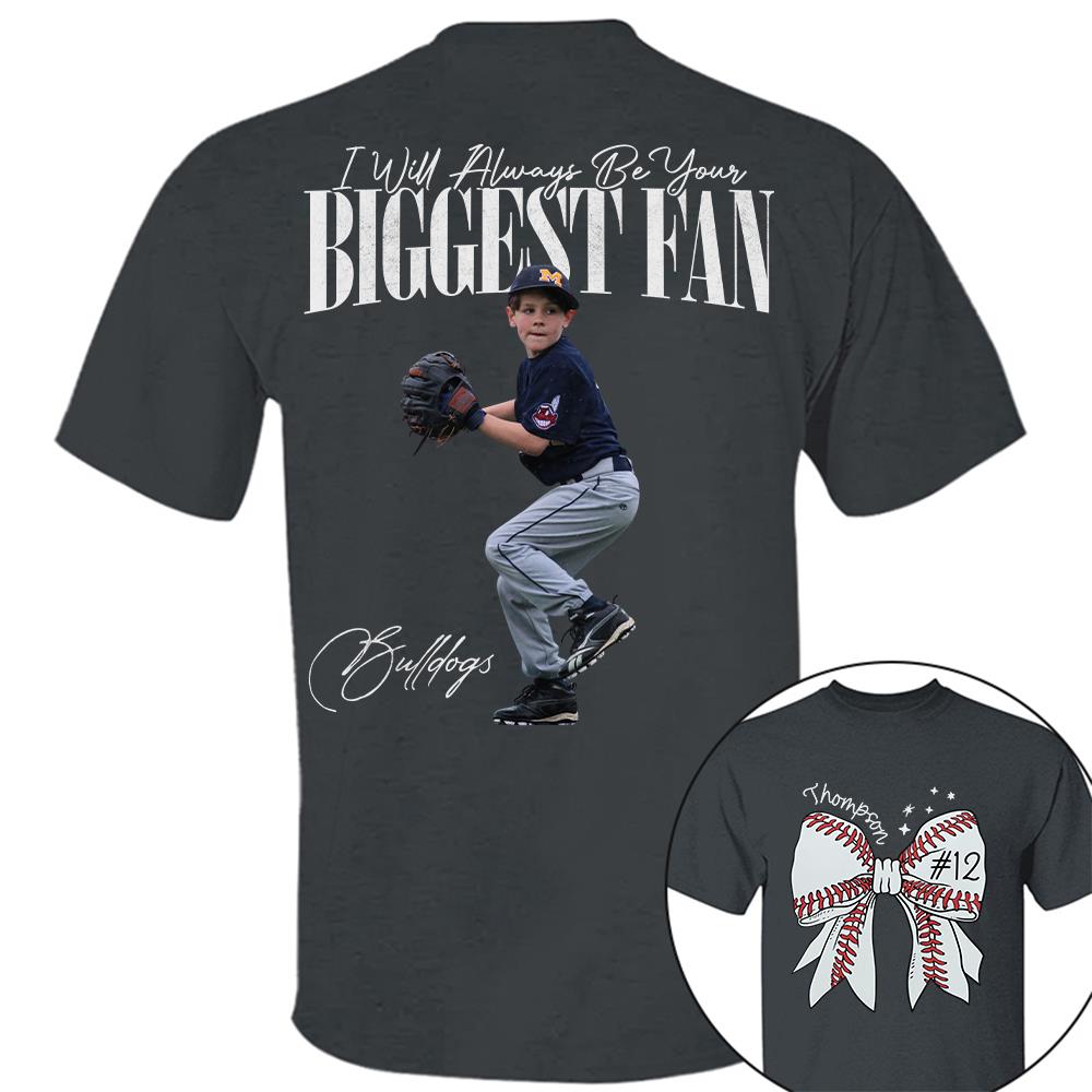 Custom Photo Baseball Shirt, Personalized Baseball Bow with Name and Jersey Number, Gift For Baseball Family, Basball Lovers A2110 Hv01
