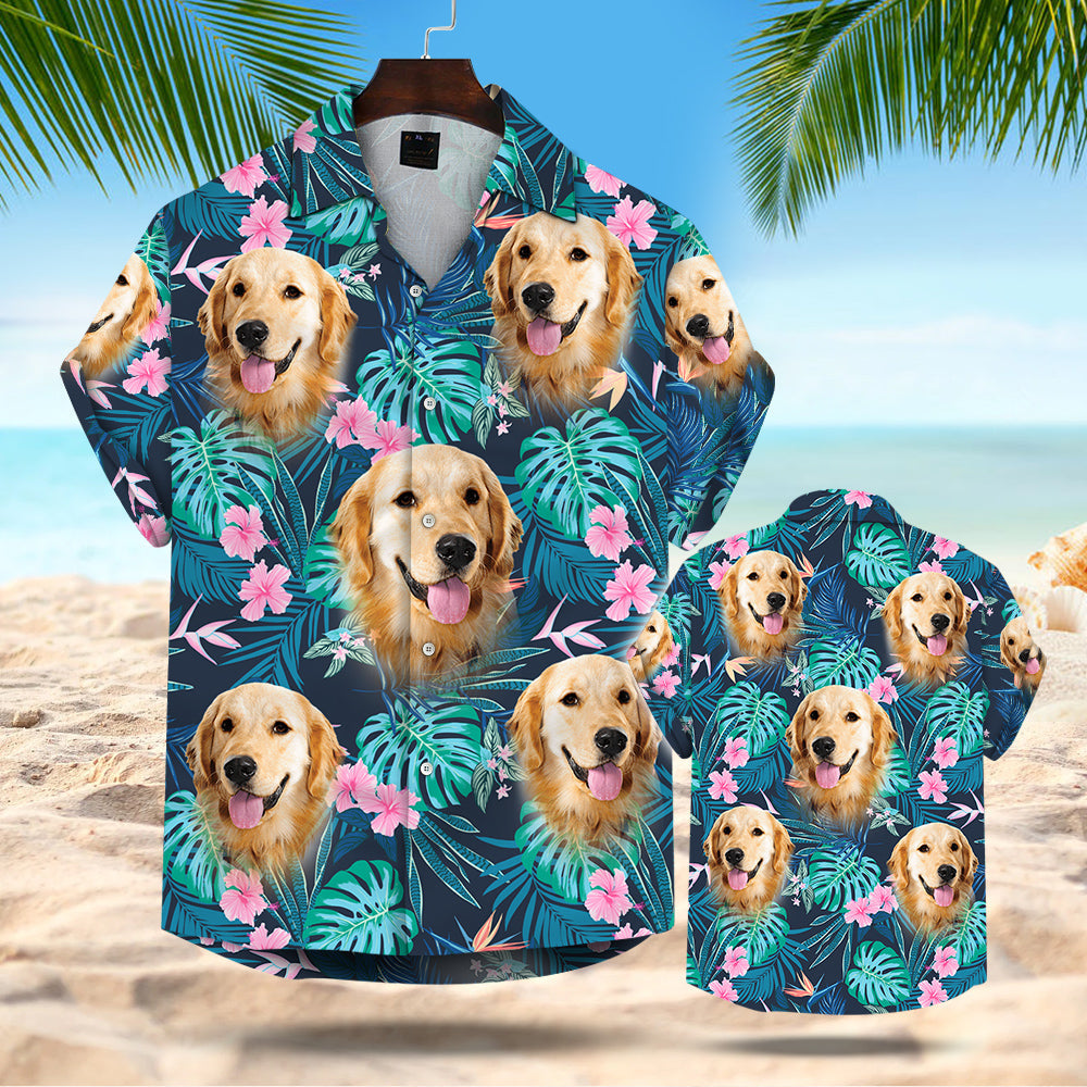 Custom Hawaiian Shirts With Pet Face, Dog Cat Floral Hawaiian