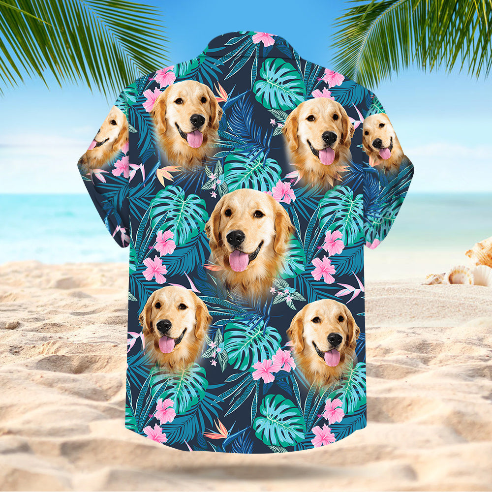 Custom Dog Cat Face Leaves & Flowers Custom Hawaiian Shirt With Multiple Faces