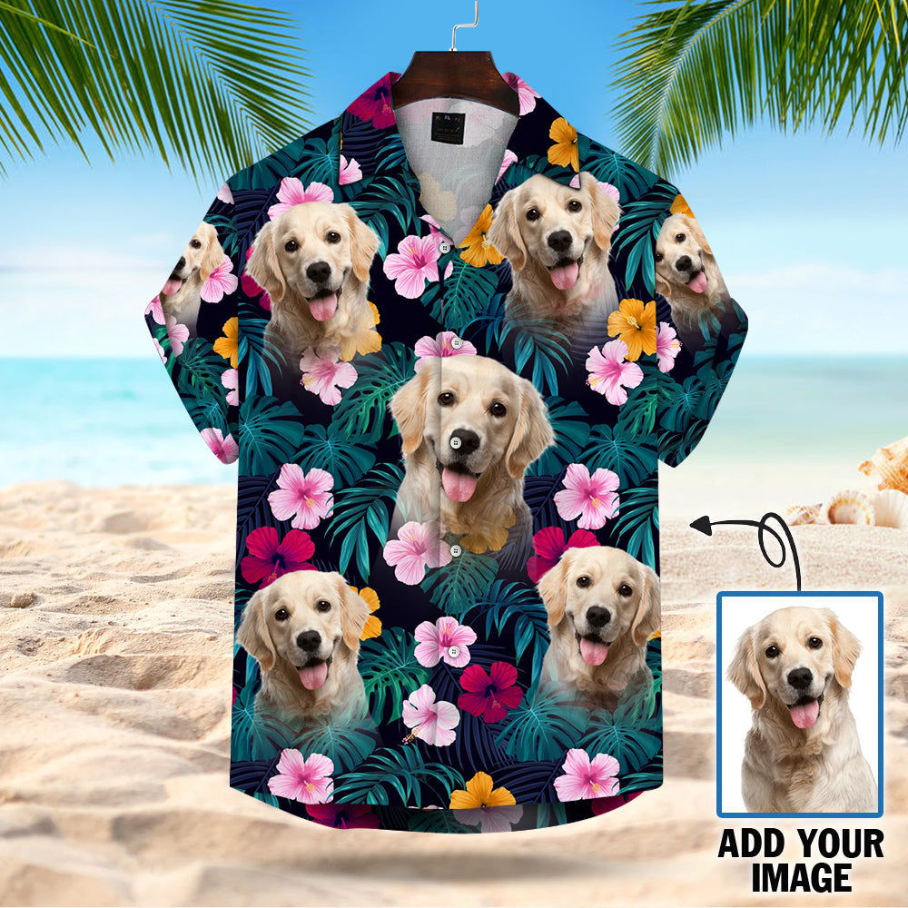 Custom Dog Cat Face Leaves & Flowers Custom Hawaiian Shirt With Multiple Faces