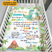 Personalized Hi Mommy Grandma Told Me That You Are Awesome Cute Dinosaur Blanket For New Mom