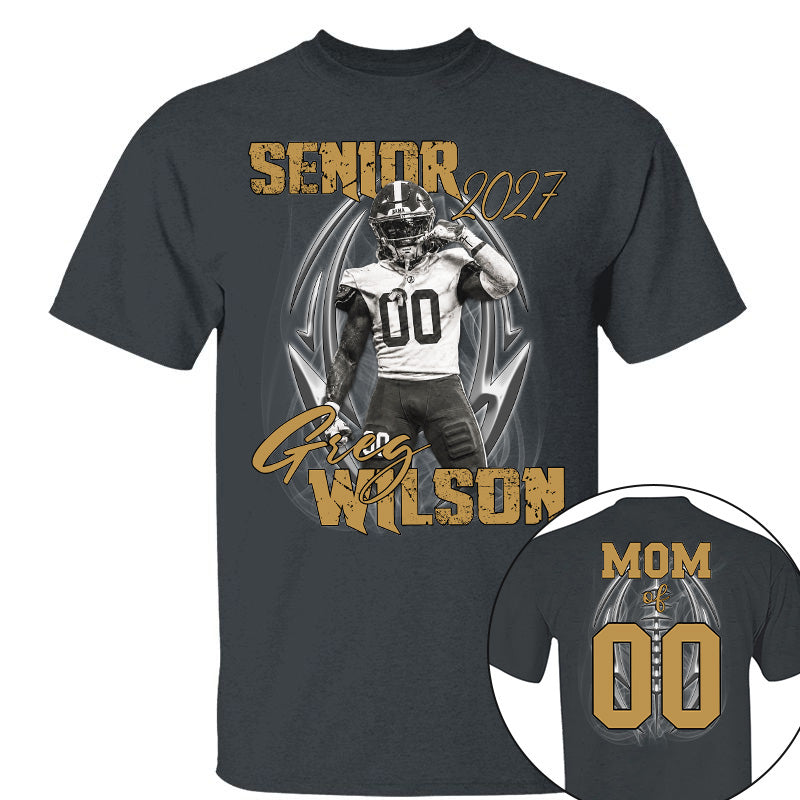 Personalized Senior Football Mom , Custom Photo Football  Shirt, Gift For Football Mom, Dad, Football Family A2110 Pt99