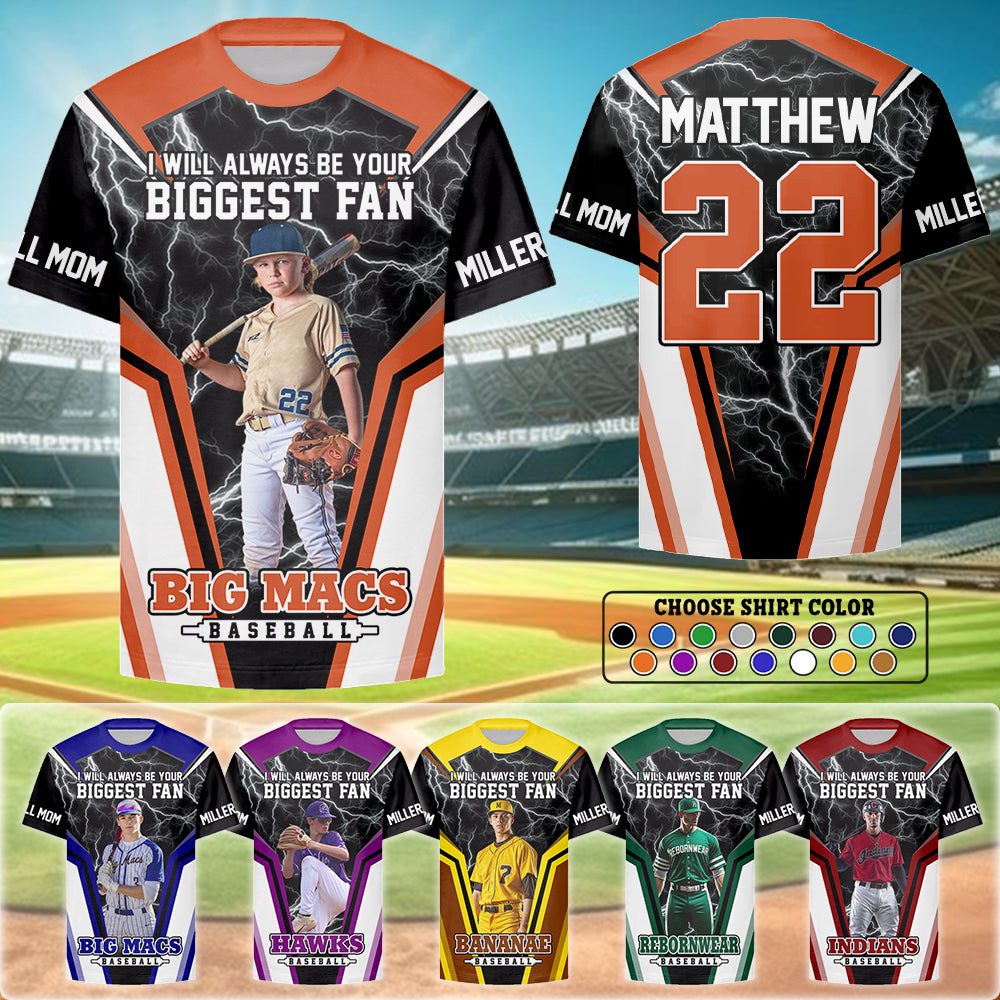 I Will Always Be Your Biggest Fan Personalized All Over Print Shirt For Baseball Mom Grandma Sport Family