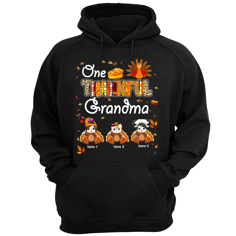 One Thankful Grandma Little Turkeys - Personalized Custom Shirt - Thanksgiving Gift for Grandma