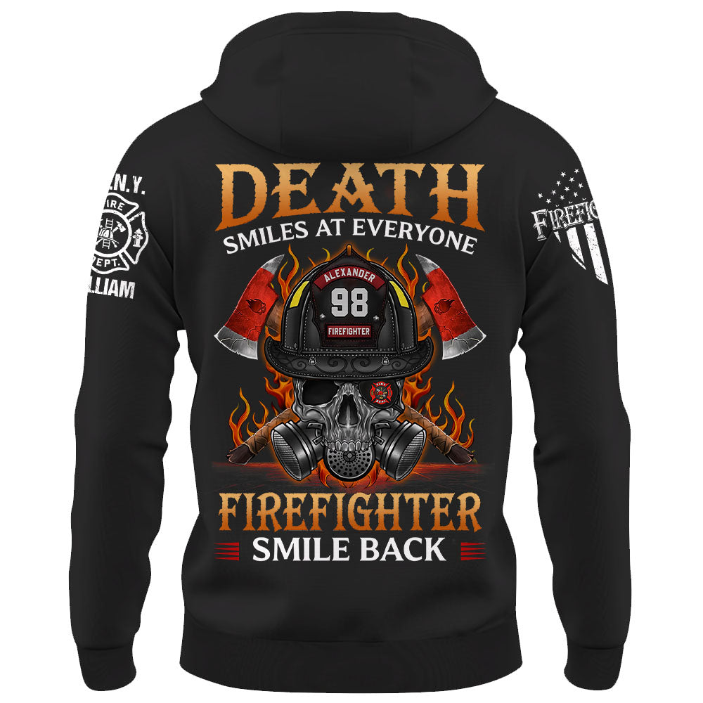 Custom Shirt Death Smiles at Everyone Firefighters Smile Back Firemen Gift For Firefighter K1702