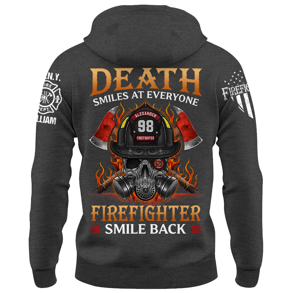Custom Shirt Death Smiles at Everyone Firefighters Smile Back Firemen Gift For Firefighter K1702