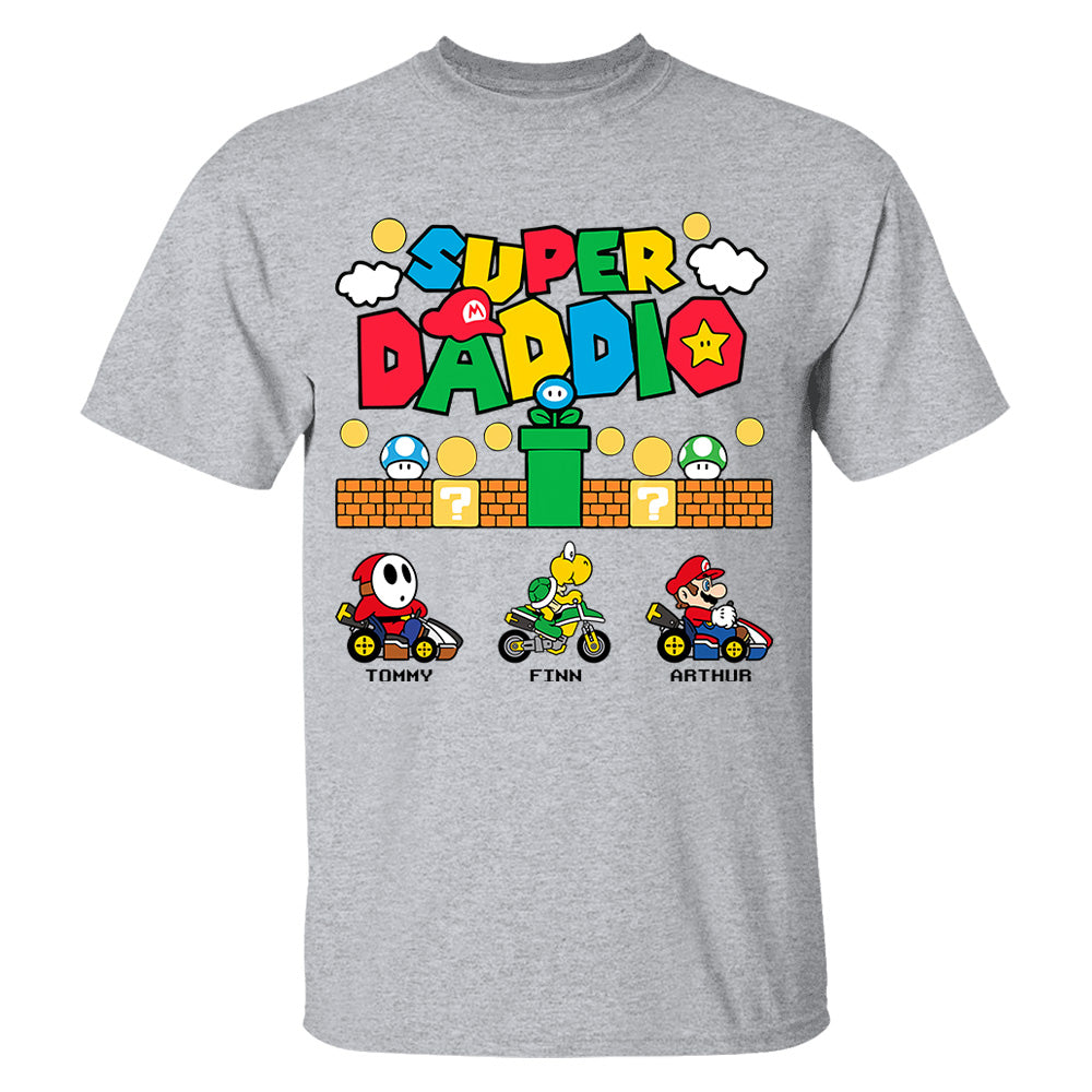 Personalized Super Daddio Shirt, Custom Names Shirt, Father's Day Gift Vr2