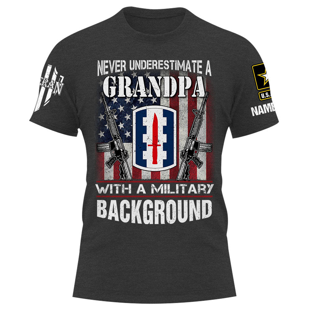 Never Underestimate A Grandpa With A Military Background Personalized Shirt For Grandpa Veteran K1702