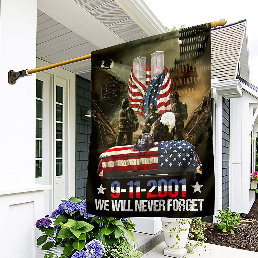 Patriot Day 911 Firefighter We Will Never Forget Flag T1807 Do99