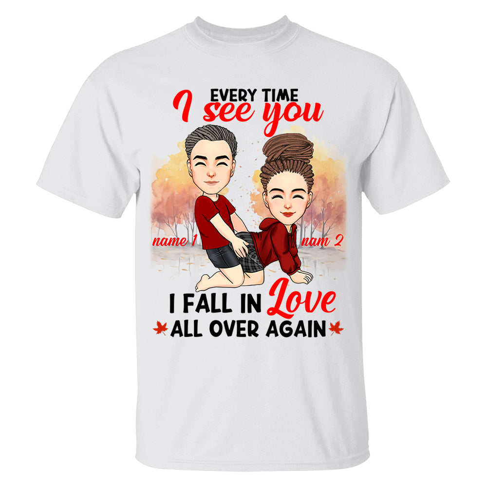 Everytime I See You I Fall In Love All Over Again - Personalized Shirt For Couple