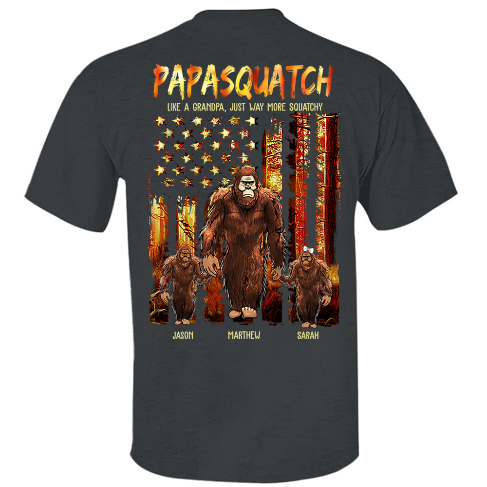 Papasquatch Like A Grandpa Just Way More Squatchy - Personalized Bigfoot Vintage Shirt Gift For Dad & Grandpa vr4