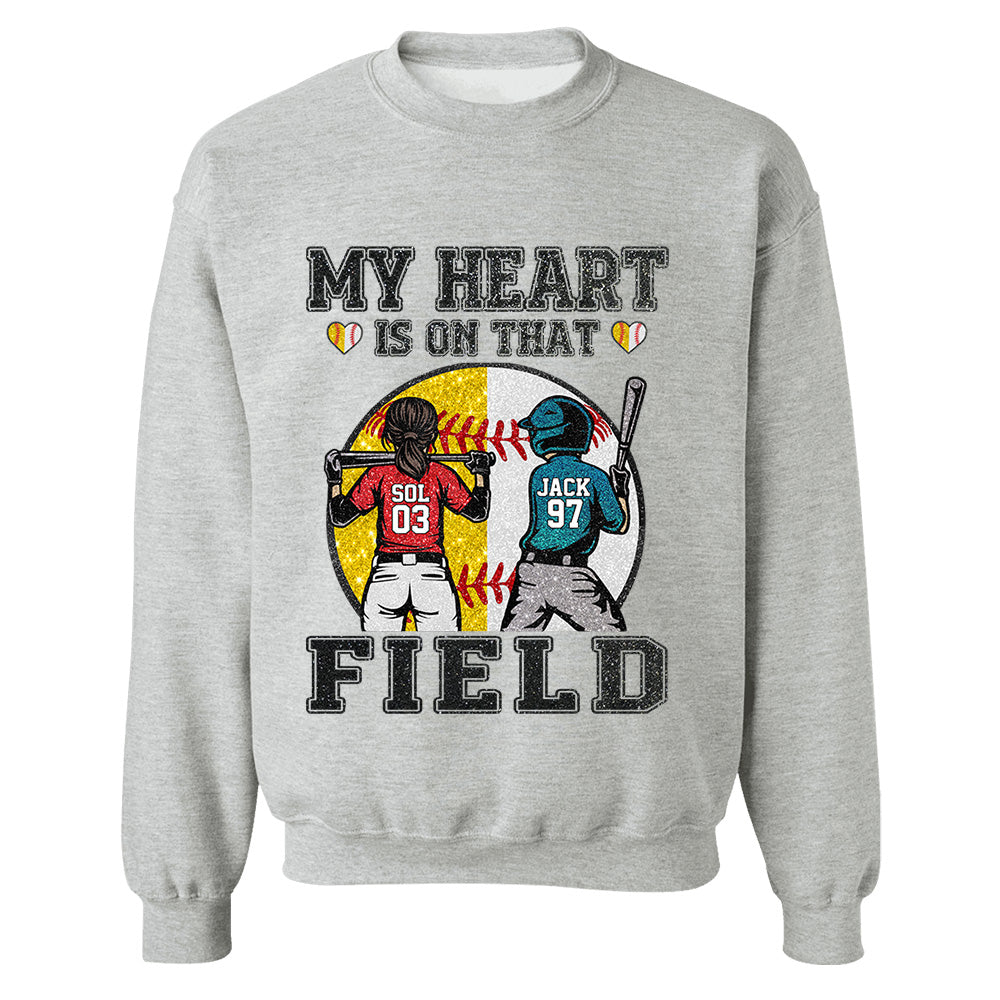My Heart Is On That Field - Personalized Shirt For Baseball Softball Family NA04 T24