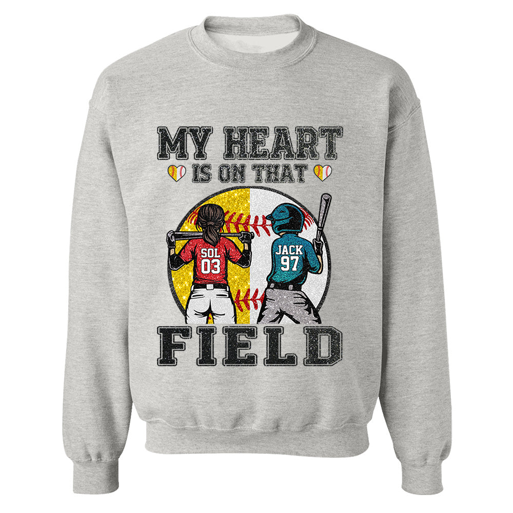 My Heart Is On That Field - Personalized Shirt For Baseball Softball Family NA04 T24
