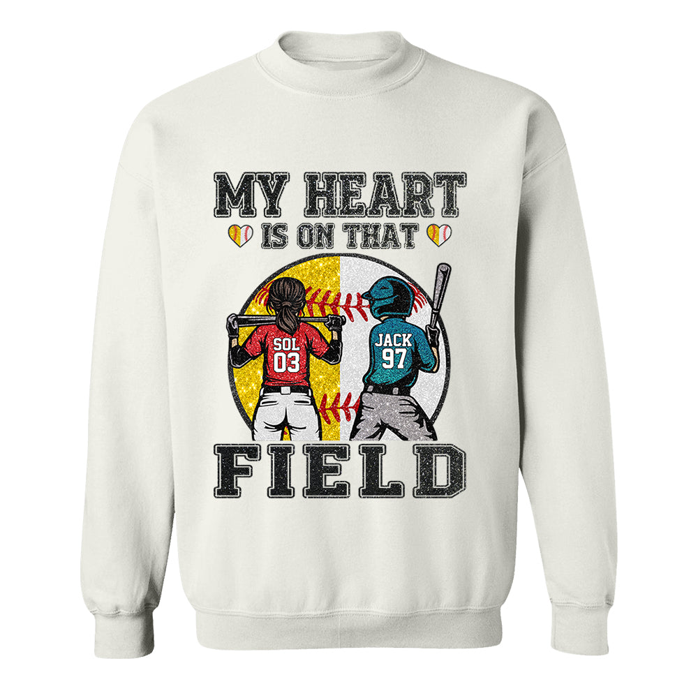 My Heart Is On That Field - Personalized Shirt For Baseball Softball Family NA04 T24