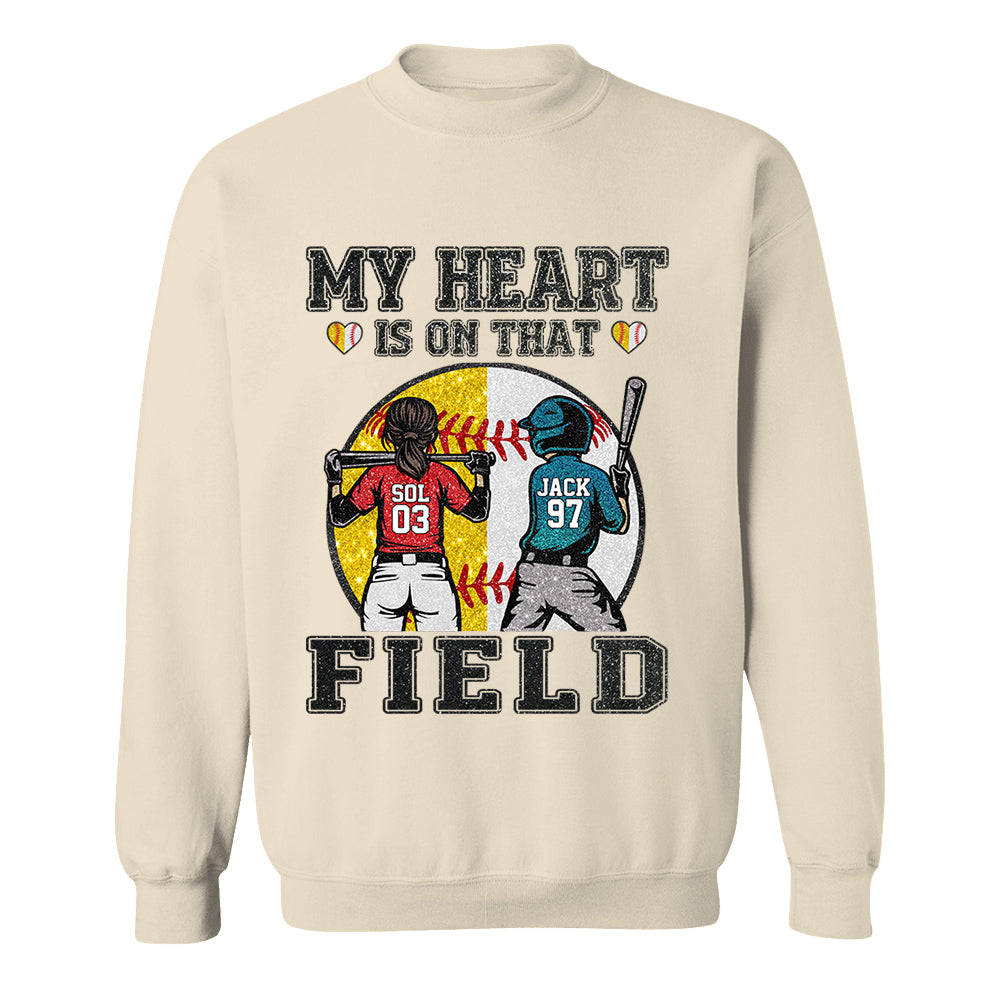 My Heart Is On That Field - Personalized Shirt For Baseball Softball Family NA04 T24