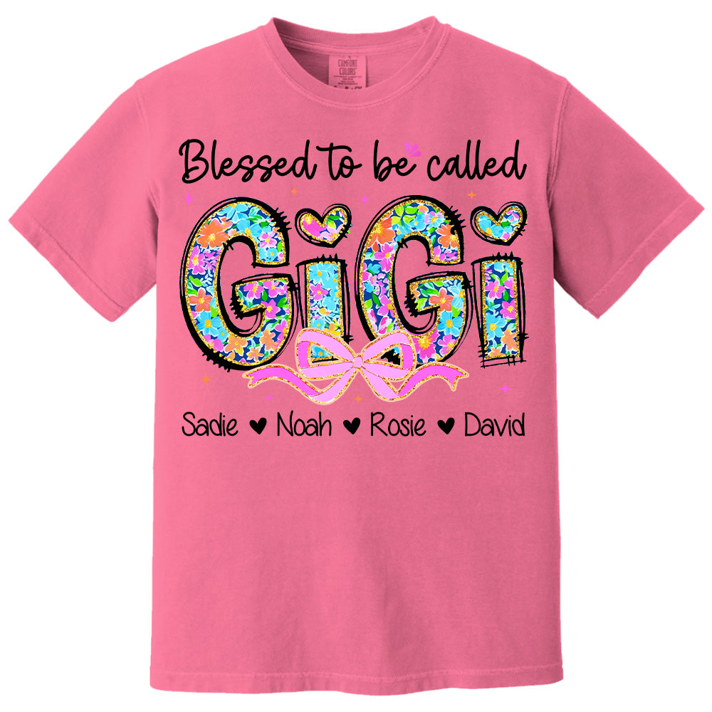 Personlized Blessed To Be Called Grandma Shirt, Custom Nickname and Kid T1807 NV01
