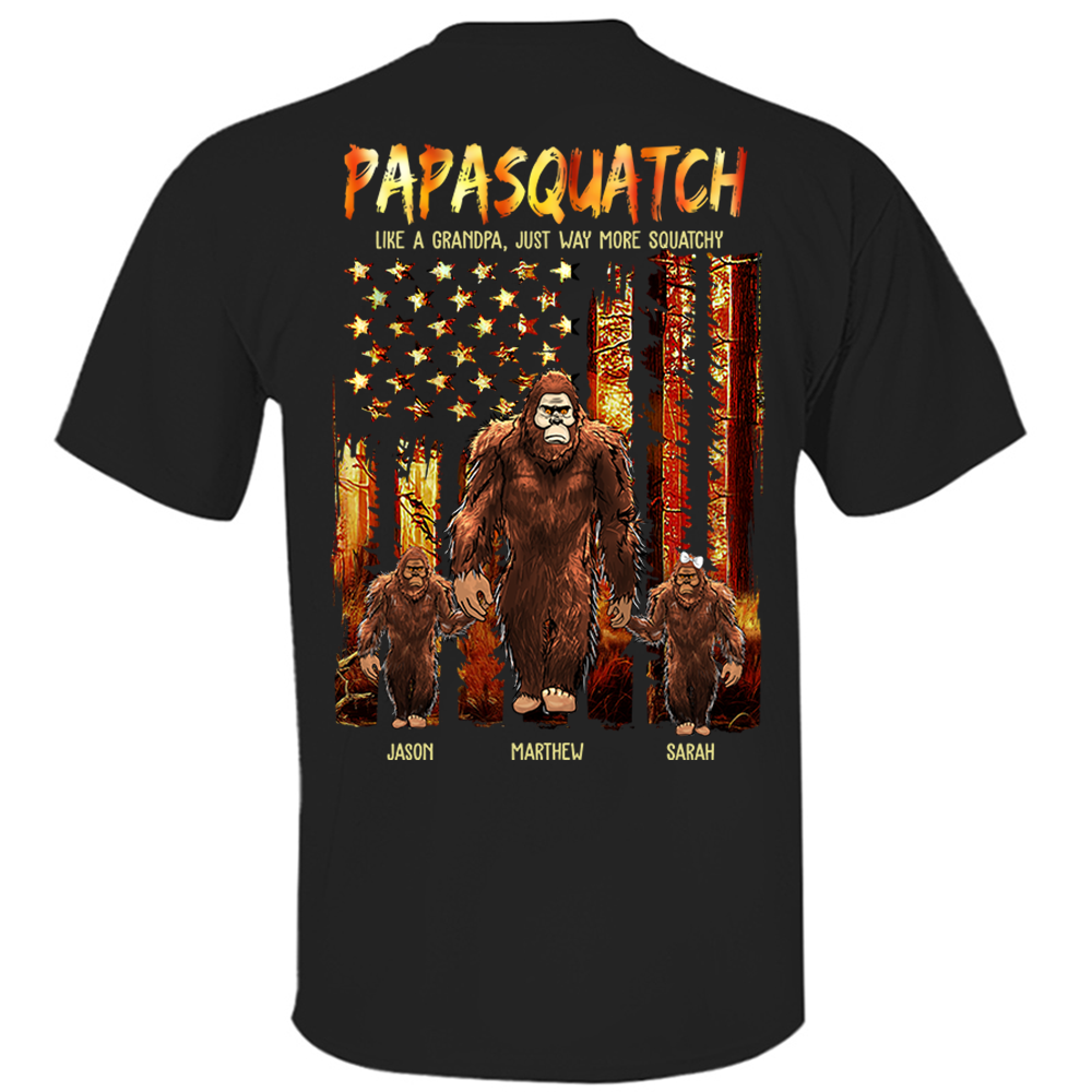 Papasquatch Like A Grandpa Just Way More Squatchy - Personalized Bigfoot Vintage Shirt Gift For Dad & Grandpa vr4