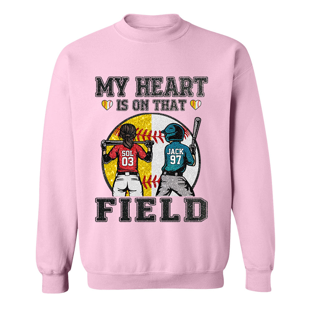 My Heart Is On That Field - Personalized Shirt For Baseball Softball Family NA04 T24