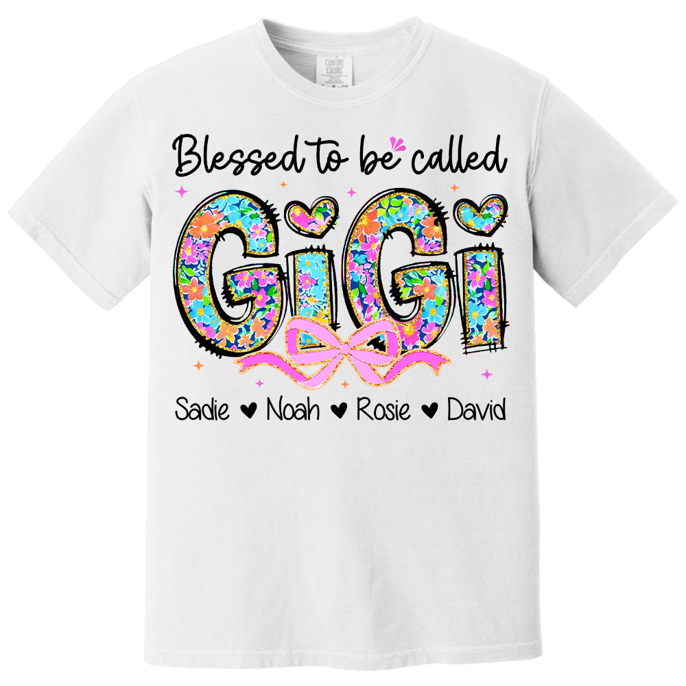Personlized Blessed To Be Called Grandma Shirt, Custom Nickname and Kid T1807 NV01
