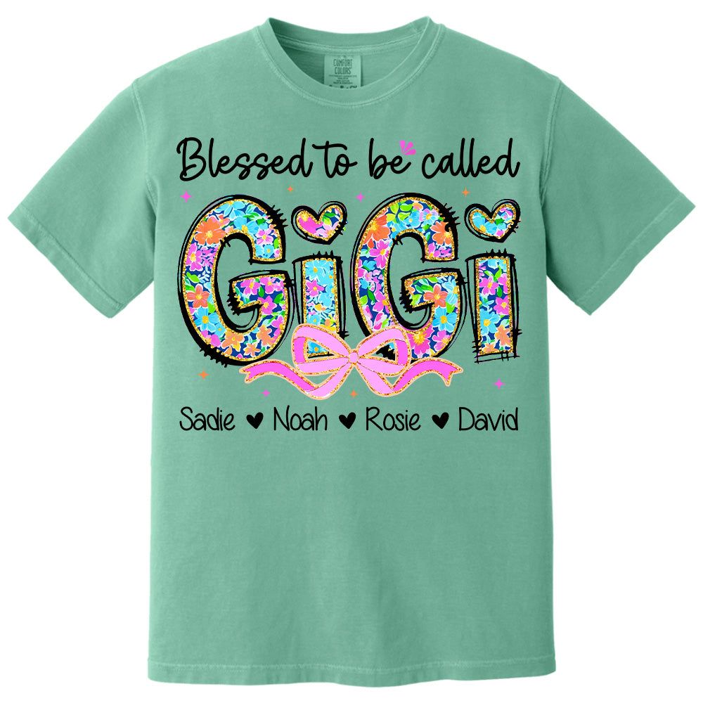 Personlized Blessed To Be Called Grandma Shirt, Custom Nickname and Kid T1807 NV01