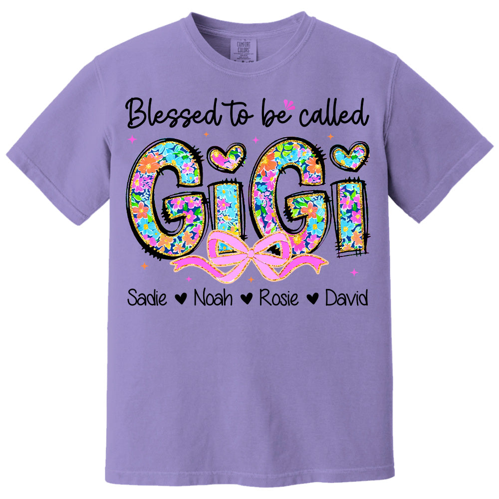 Personlized Blessed To Be Called Grandma Shirt, Custom Nickname and Kid T1807 NV01