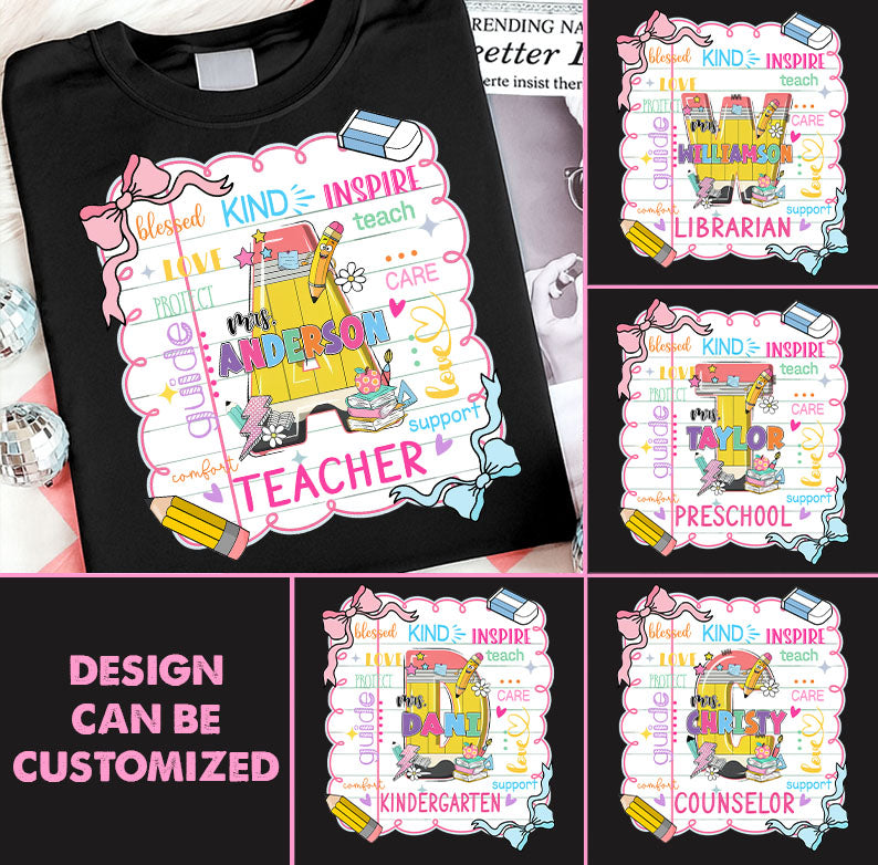 Personalized Teacher Name, Teach Love Inspire, Back To School Shirt, First Day School Shirt, Gift for Teacher A2110 Pt99
