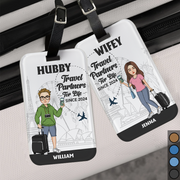 Hubby & Wifey - Travel Partners For Life - Custom Acrylic Luggage Bag For Couples NA04 Pa00
