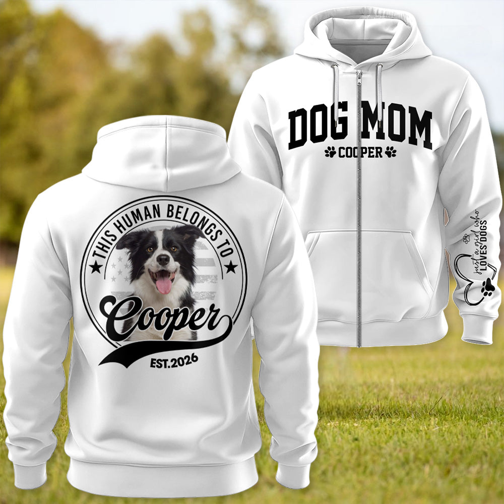 Personalized Dog Mom Shirt, This Human Belongs To, Gift For Dog Lover T1807c