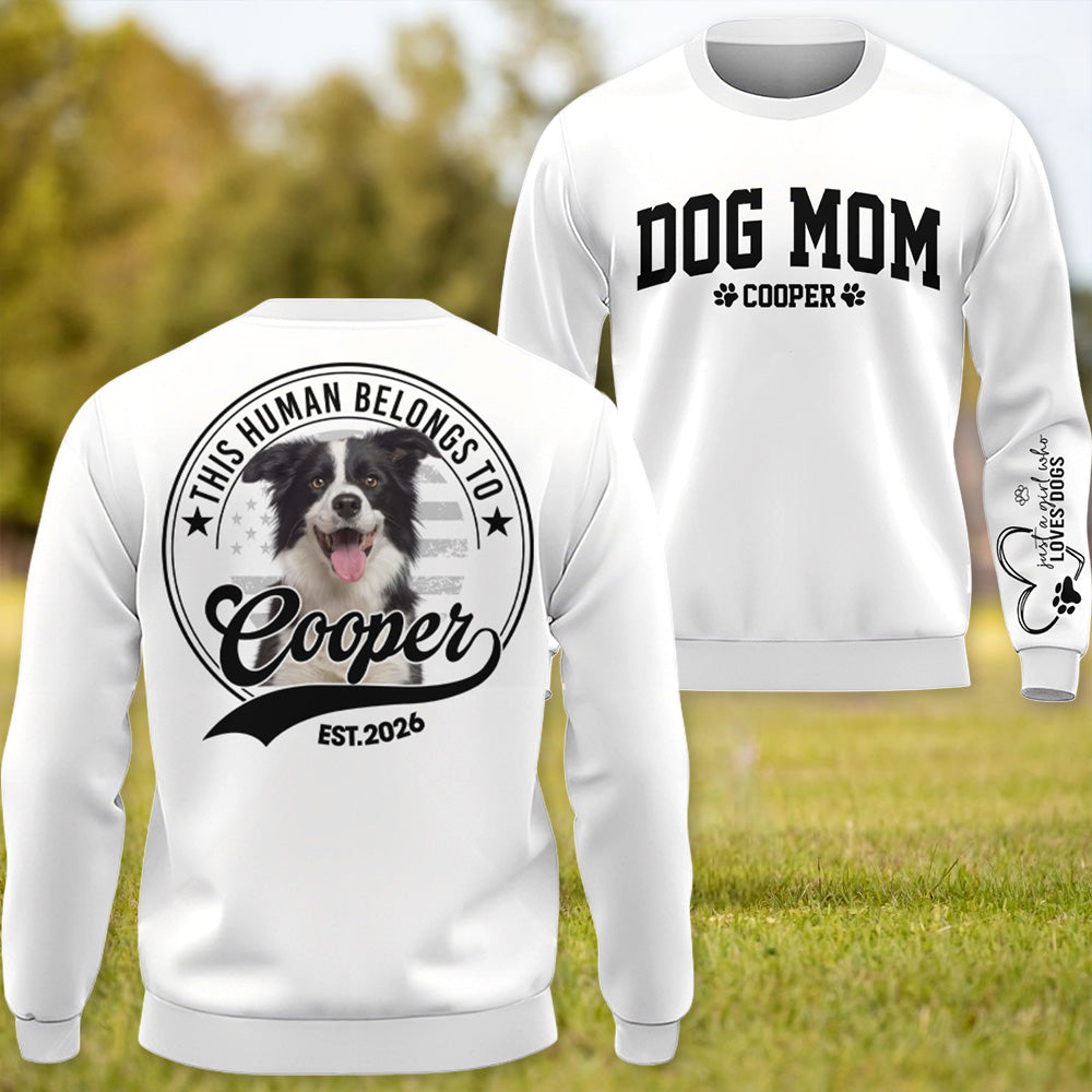 Personalized Dog Mom Shirt, This Human Belongs To, Gift For Dog Lover T1807c