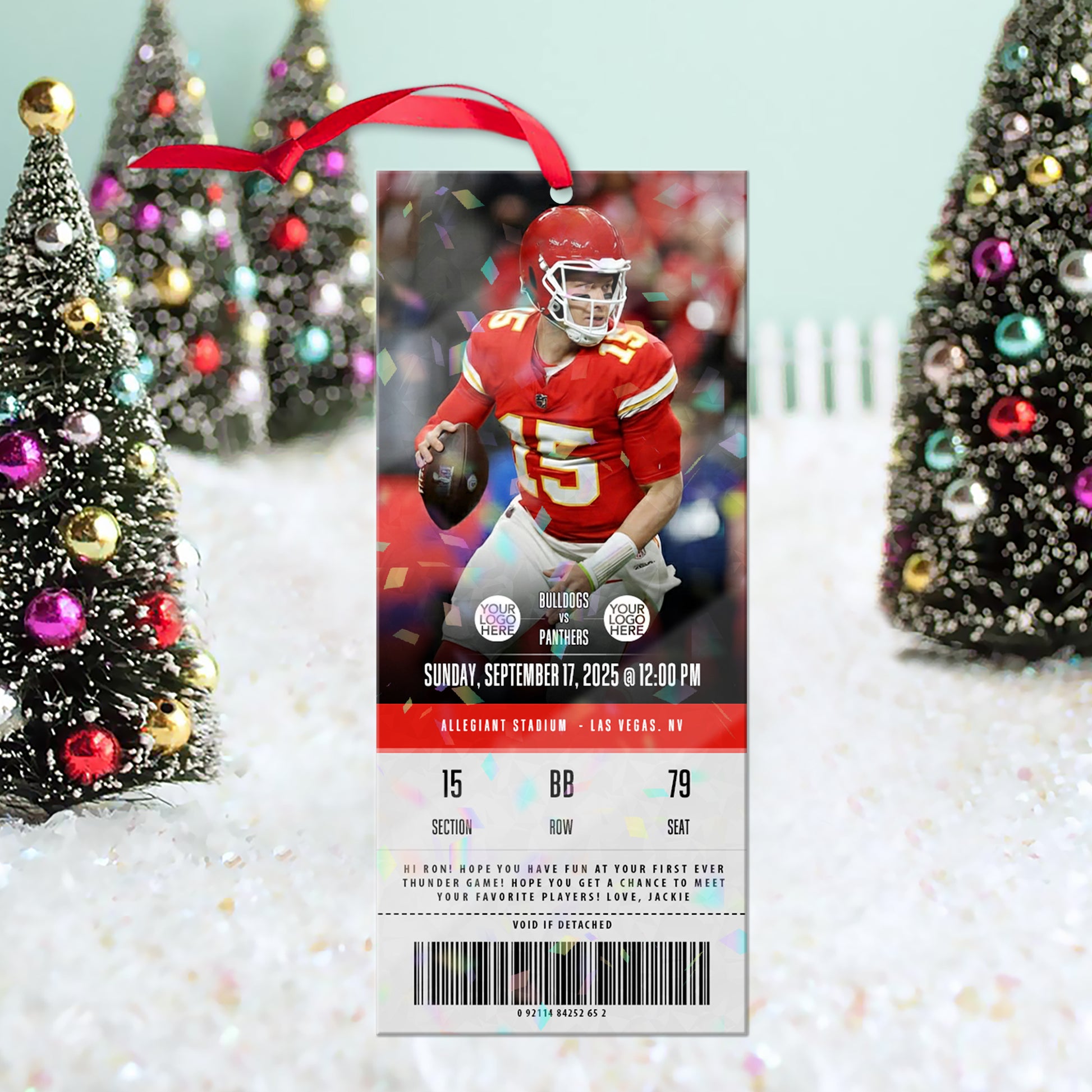 Custom Football Game Ticket Ornament, Gift for Football Lover A2110 Hv01