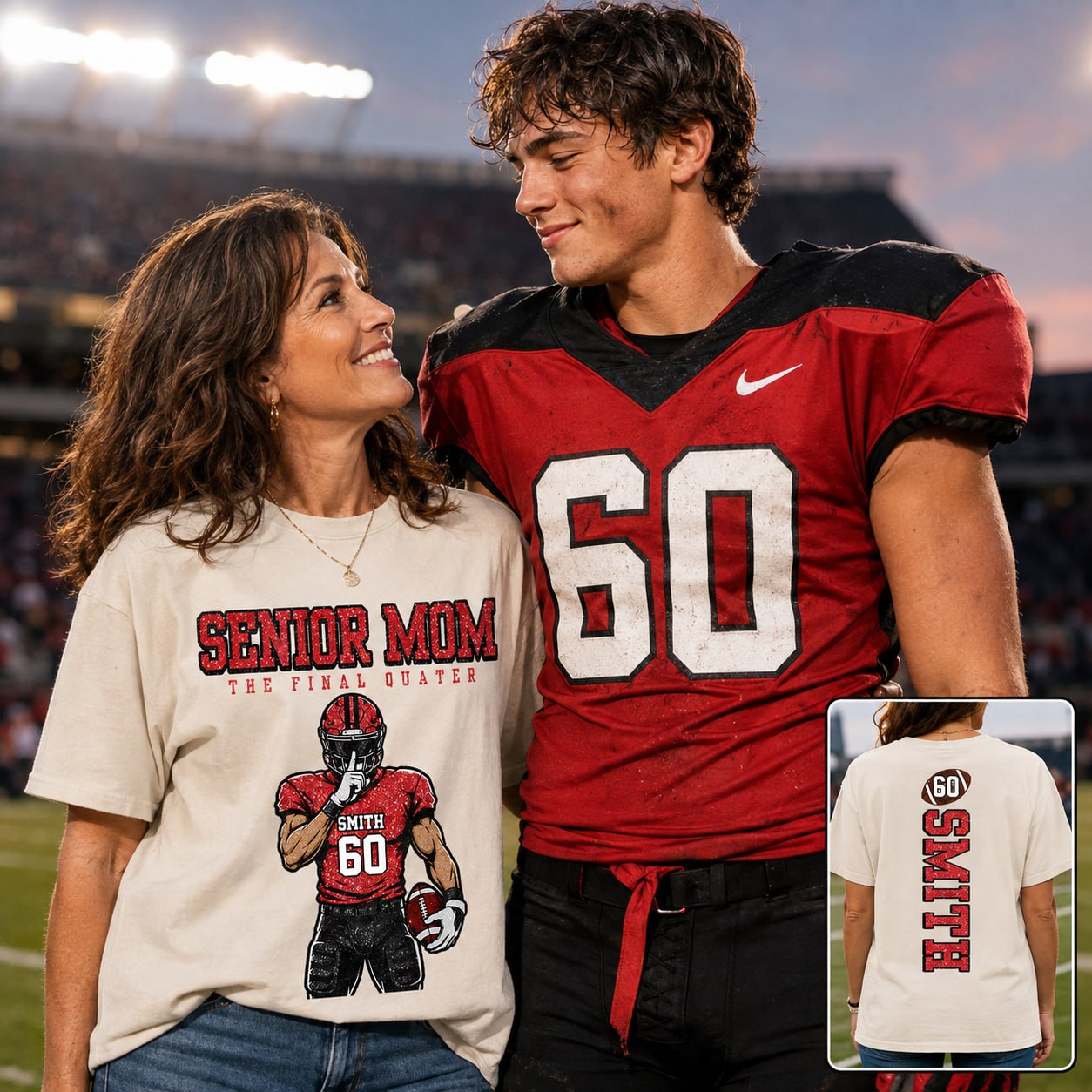 Personalized Senior Mom Football Shirt, The Final Quarter Shirt, Custom Player Name Number Tee, Class of 2027 Football Mom Gift Na02 VH01