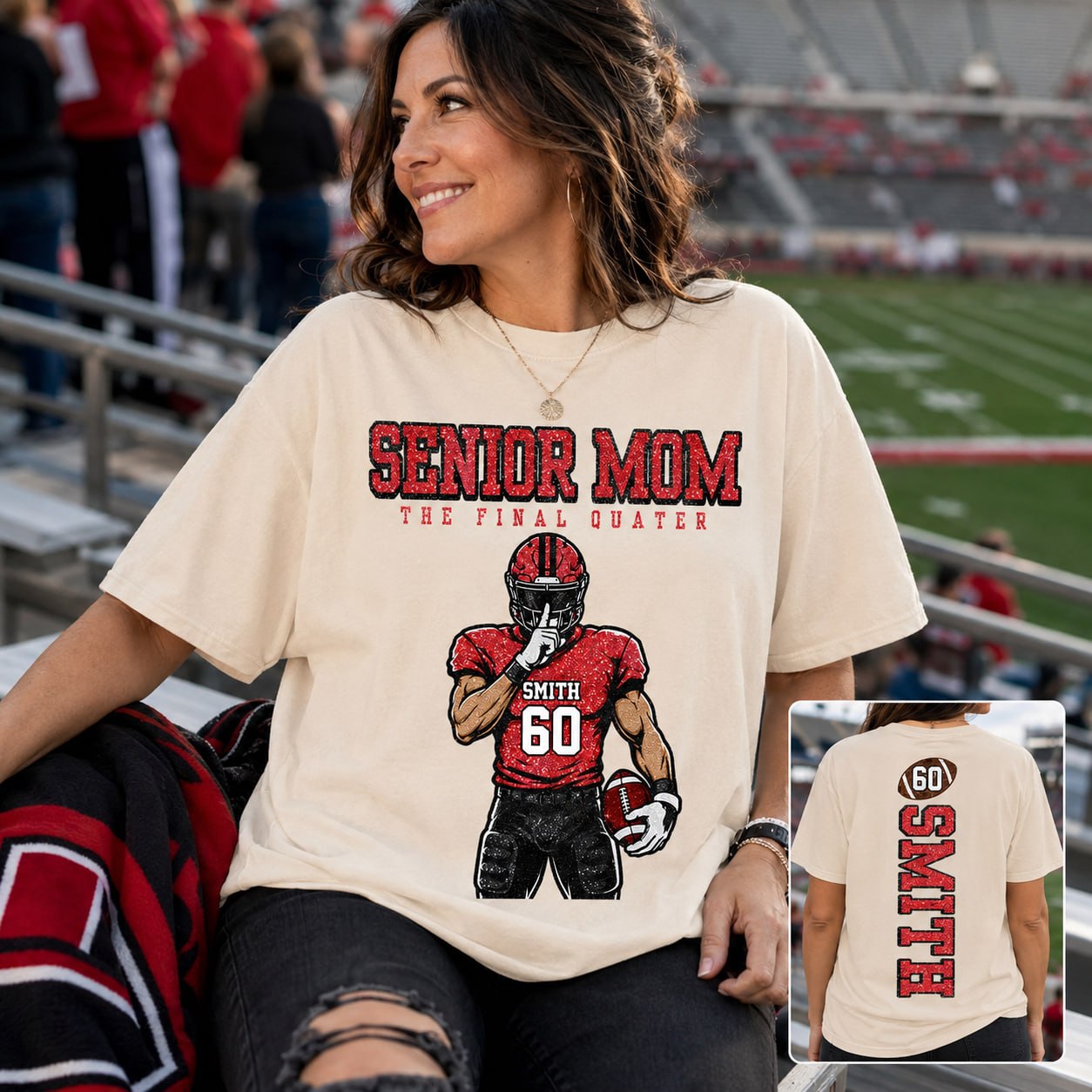 Personalized Senior Mom Football Shirt, The Final Quarter Shirt, Custom Player Name Number Tee, Class of 2027 Football Mom Gift Na02 VH01