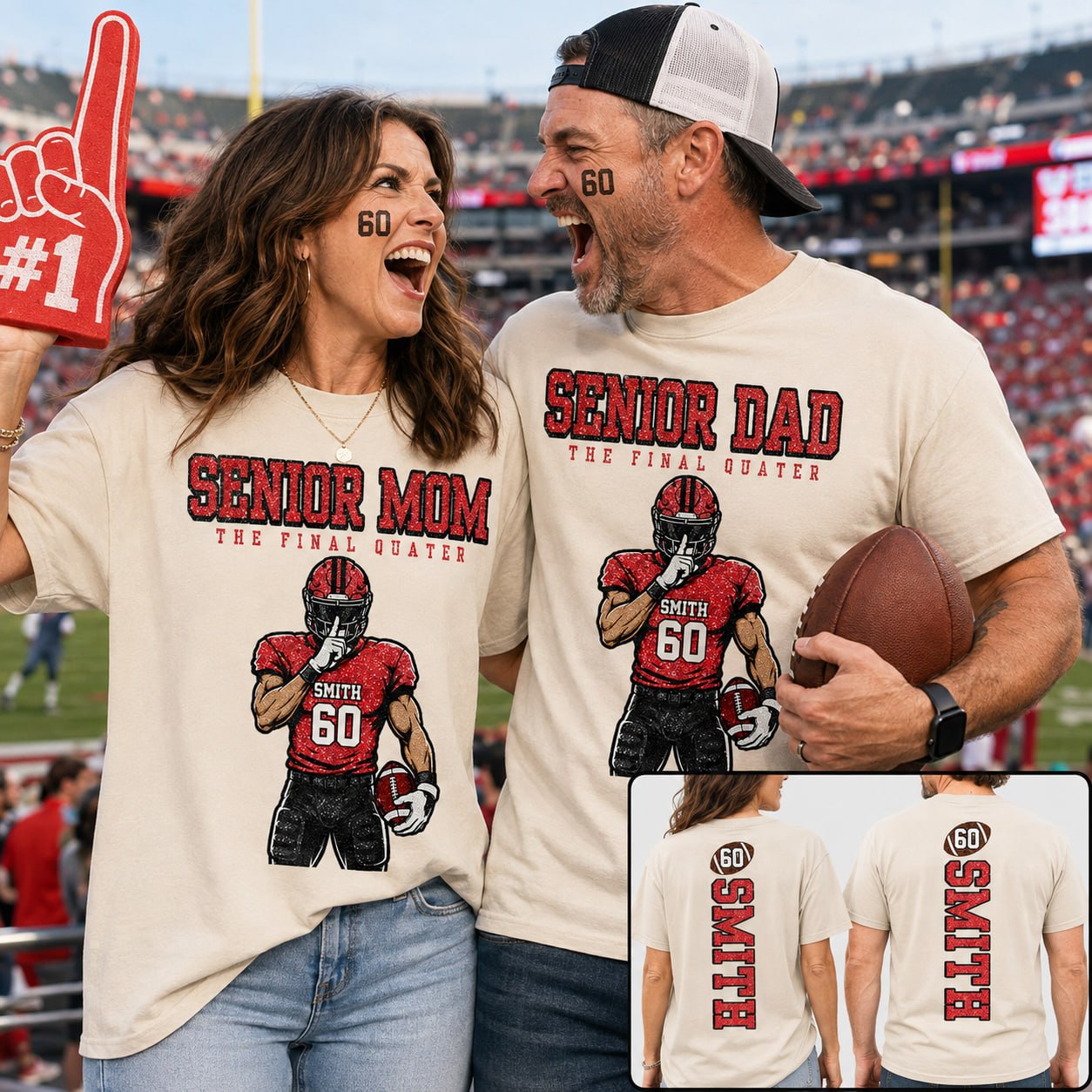 Personalized Senior Mom Football Shirt, The Final Quarter Shirt, Custom Player Name Number Tee, Class of 2027 Football Mom Gift Na02 VH01