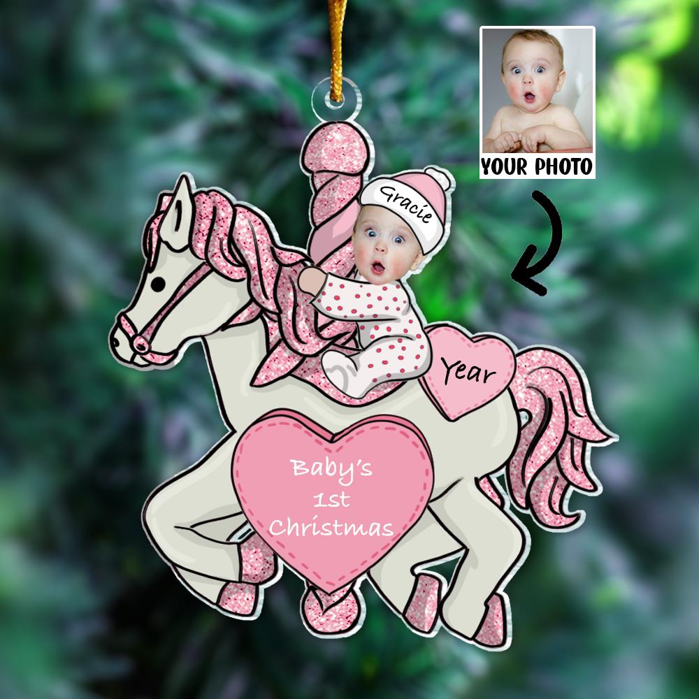 Custom Photo Baby First Christmas Ornament - Personalized Acrylic Photo Ornament