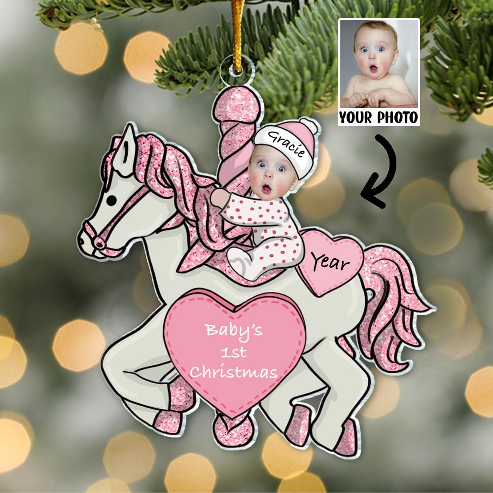 Custom Photo Baby First Christmas Ornament - Personalized Acrylic Photo Ornament