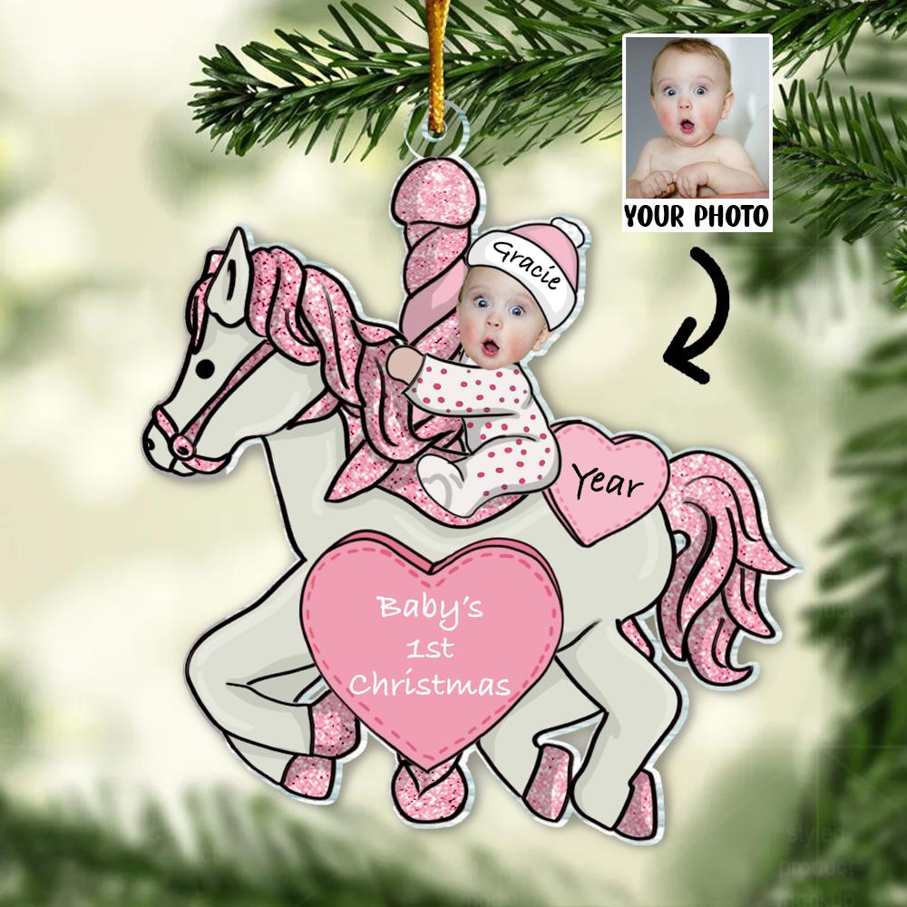 Custom Photo Baby First Christmas Ornament - Personalized Acrylic Photo Ornament