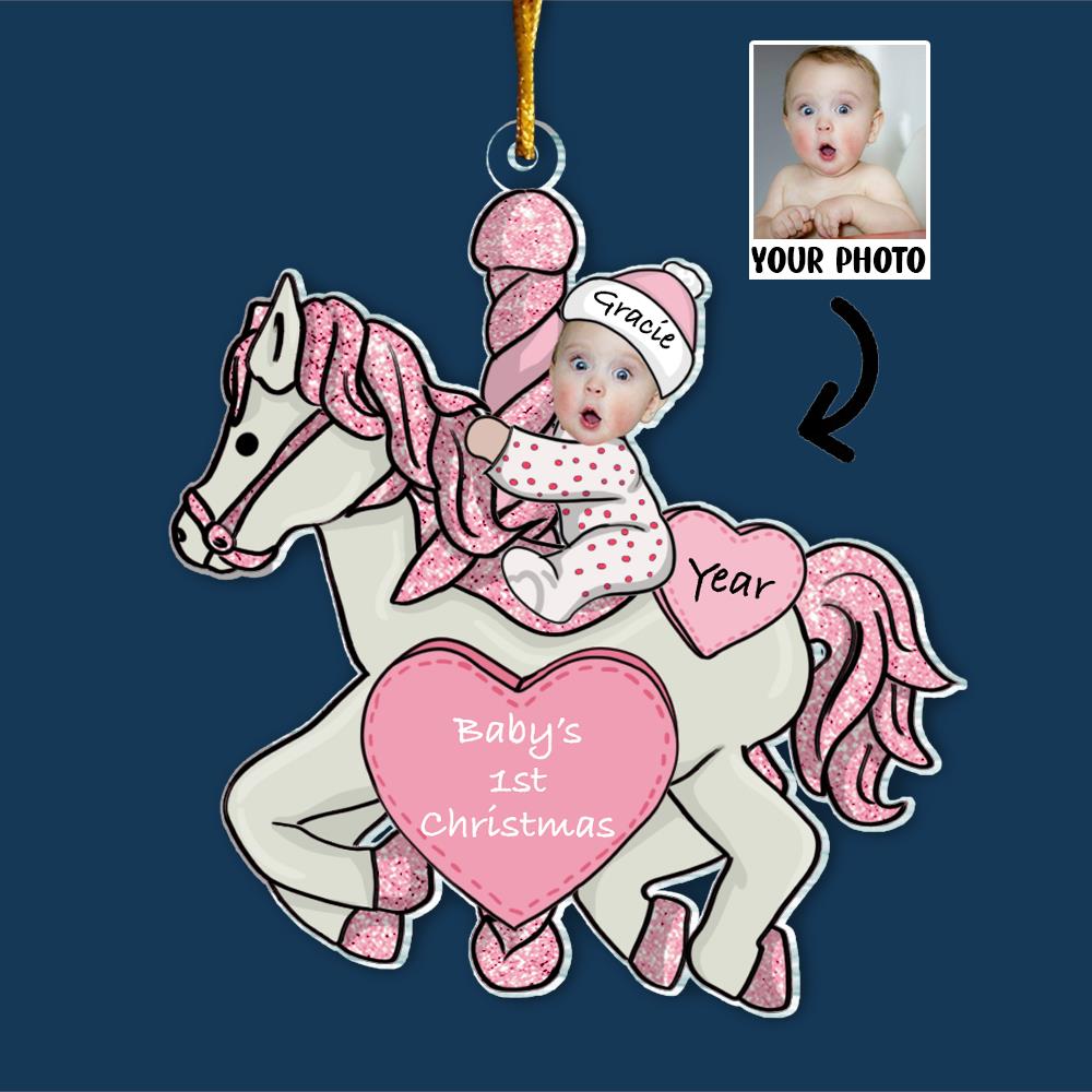 Custom Photo Baby First Christmas Ornament - Personalized Acrylic Photo Ornament