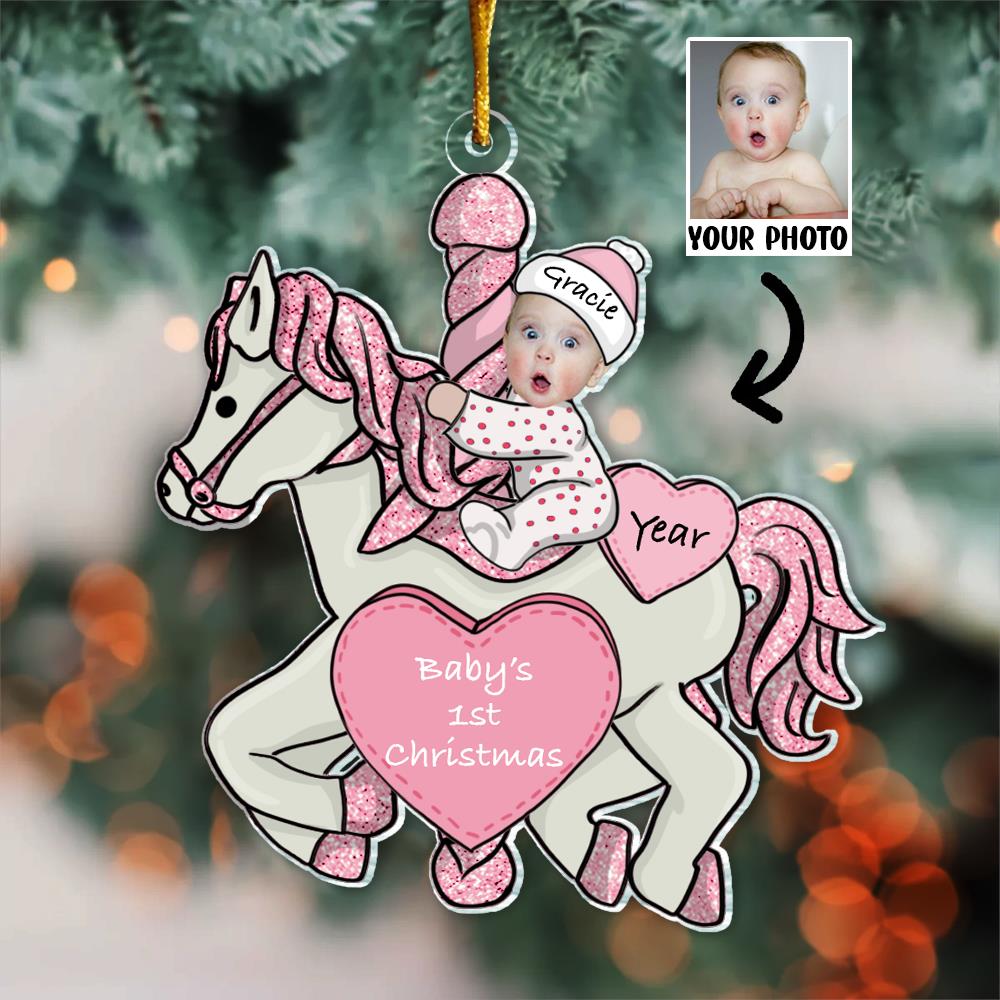 Custom Photo Baby First Christmas Ornament - Personalized Acrylic Photo Ornament