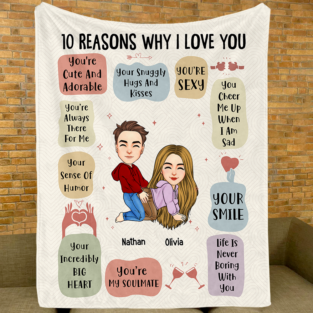 10 Reasons Why I Love You - Personalized Photo Blanket - Christmas Gift For Husband Wife Couple, Anniversary Pa00