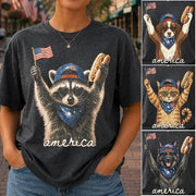 Custom Photo Pet, Feral & Free Racoon Shirt, 4th of July Shirt, USA Independence Day Shirt, Funny Raccoon Tee, Patriotic Shirt, July 4th Gift