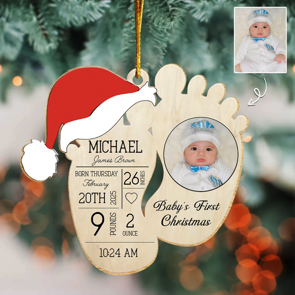 Baby's First Christmas Personalized Wooden Ornament Gift For New Baby T1807 Hv01