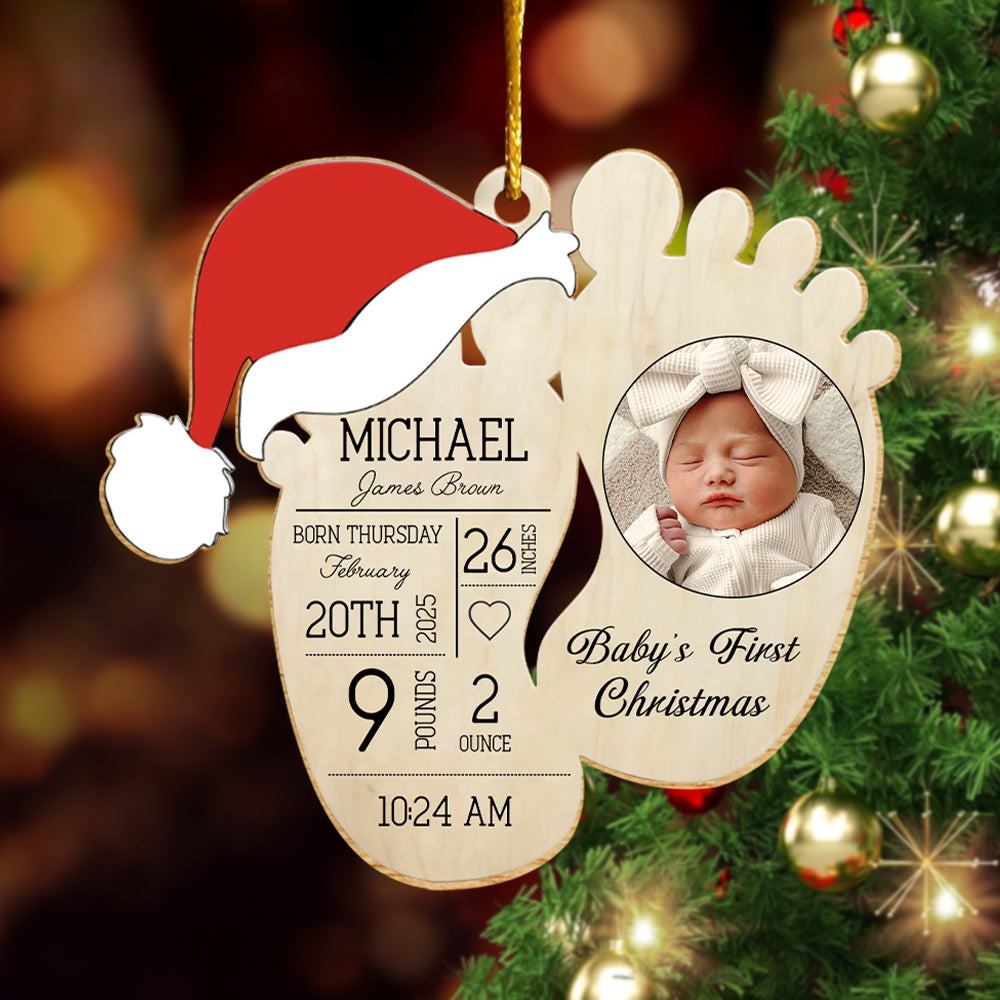 Baby's First Christmas Personalized Wooden Ornament Gift For New Baby T1807 Hv01