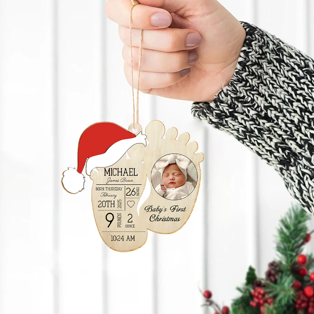 Baby's First Christmas Personalized Wooden Ornament Gift For New Baby T1807 Hv01