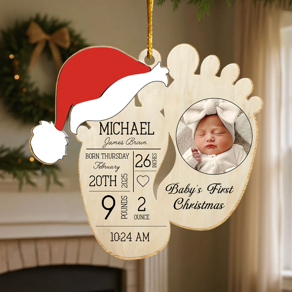 Baby's First Christmas Personalized Wooden Ornament Gift For New Baby T1807 Hv01